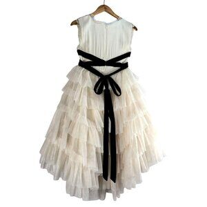 Joy Folie Geneva Petticoat Dress Cream Tuel Youth 12 Black Velvet Ribbon Mia Joy